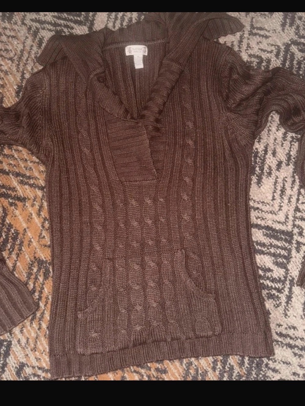 Vintage Classic duck head Cable-Knit Brown Women's Sweater